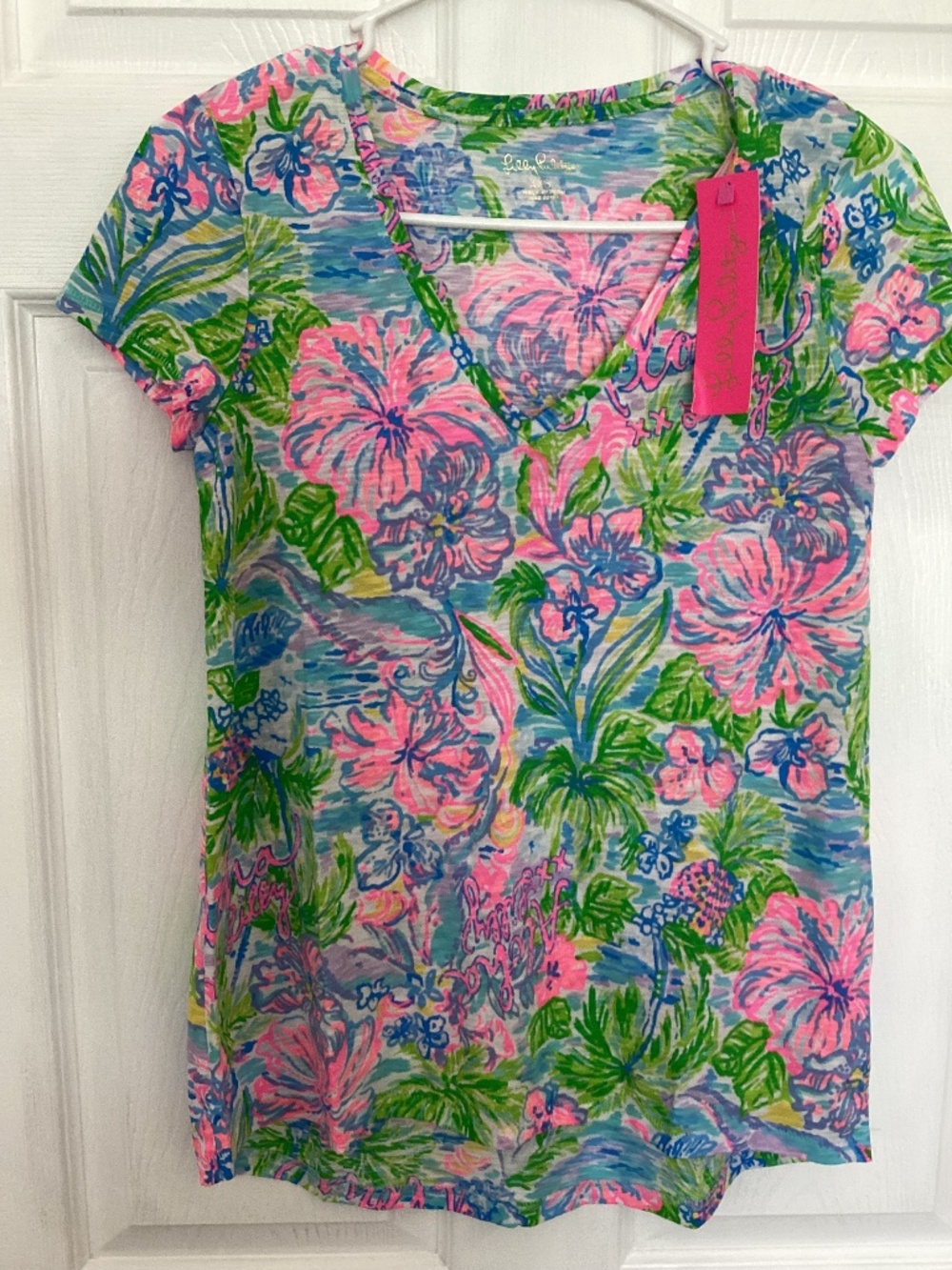 Lilly Pulitzer Etta V-Neck Top Loves Hawaii size XXS NWT Resortwear Cruise